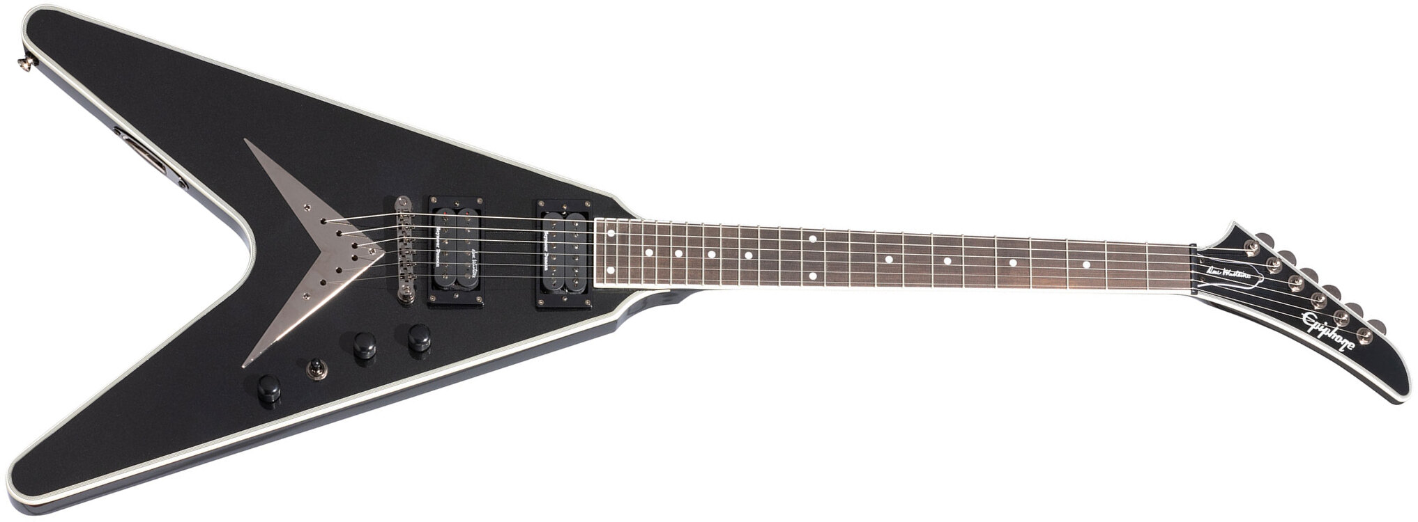 Epiphone Dave Mustaine Flying V Custom 2h Seymour Duncan  Ht Eb - Black Metallic - Guitarra eléctrica de autor - Main picture