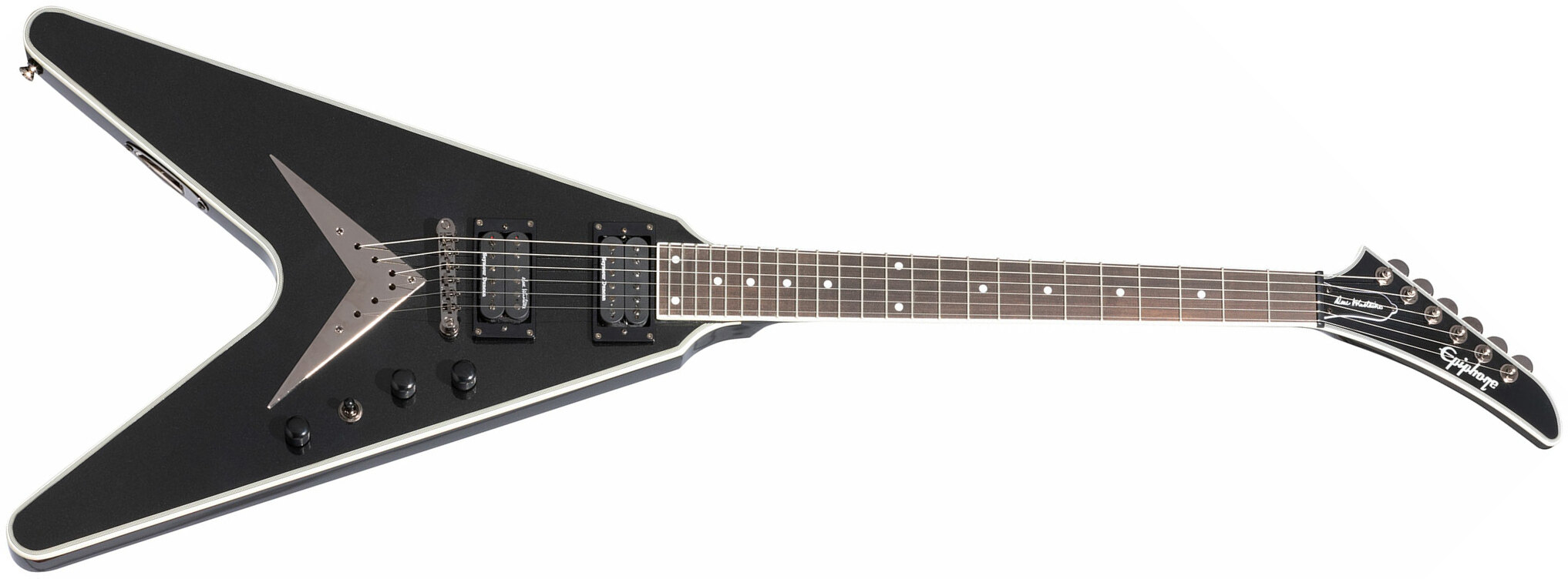 Epiphone Dave Mustaine Flying V Prophecy 2h Fishman Fluence Ht Eb - Black Metallic - Guitarra electrica metalica - Main picture