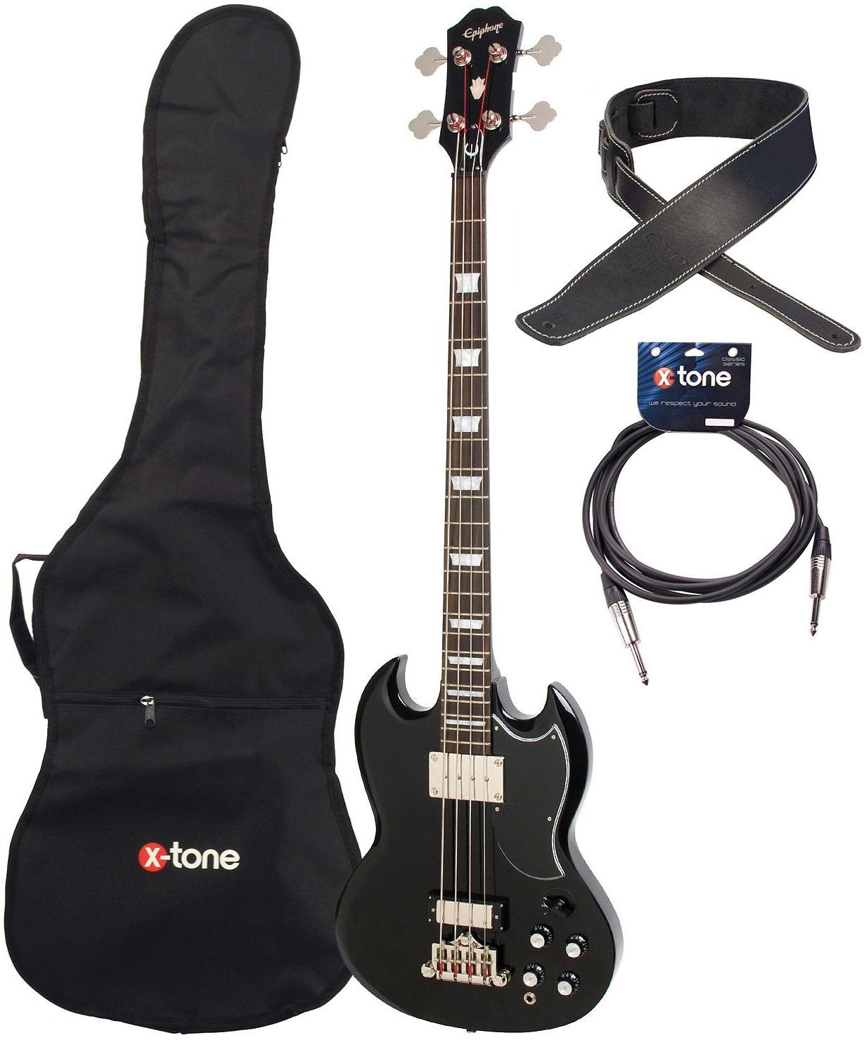 Pack bajo eléctrico Epiphone EB-3 + bag + strap + jack - Ebony