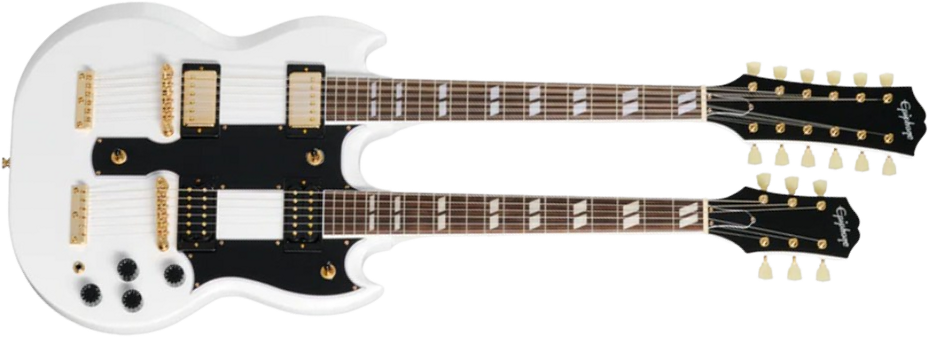 Epiphone Eds1275 Doubleneck Ibg 6/12c 2h Ht Lau - Alpine White - Guitarra eléctrica de doble mástil - Main picture