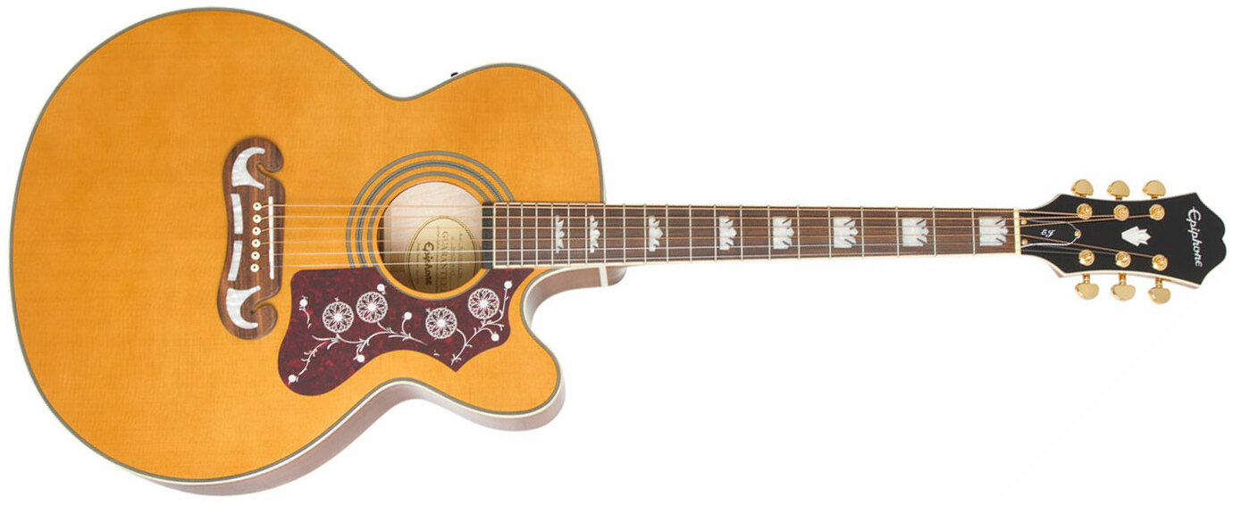 Epiphone Ej-200sce 2018 Jumbo Cw Epicea Erable Pf - Vintage Natural - Guitarra acústica & electro - Main picture
