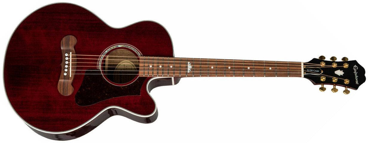 Epiphone Ej-200se Coupe Mini Jumbo Cw Epicea Ovangkol Pf - Wine Red - Guitarra electro acustica - Main picture