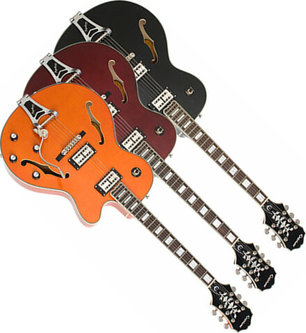 Epiphone Emperor Swingster Bigsby Gh Trans Black - Guitarra eléctrica semi caja - Main picture