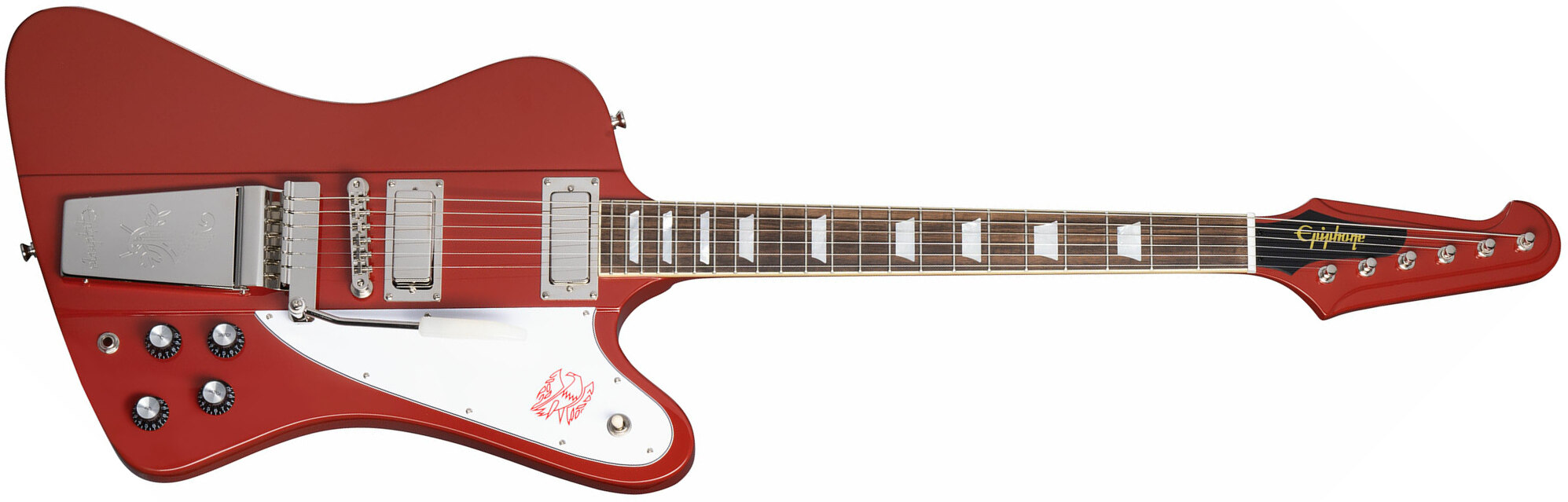 Epiphone Firebird V 1963 Maestro Vibrola Inspired By Gibson Custom 2mh Trem Lau - Ember Red - Guitarra electrica retro rock - Main picture