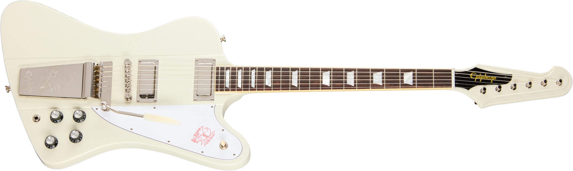 Epiphone Firebird V 1963 Maestro Vibrola Reissue Ins.by.g.c 2mh Gibson Trem Rw - Polaris White - Guitarra electrica retro rock - Main picture