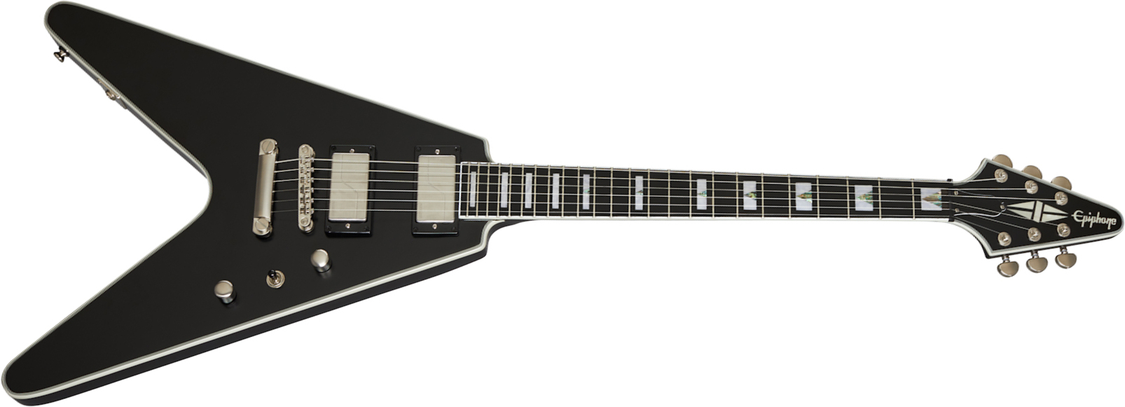 Epiphone Flying V Prophecy Modern 2h Fishman Fluence Ht Eb - Black Aged - Guitarra electrica retro rock - Main picture