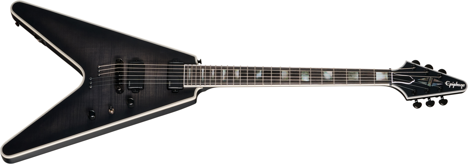 Epiphone Flying V Prophecy Modern 2h Fishman Fluence Ht Eb - Obsidian Storm Satin - Guitarra electrica metalica - Main picture
