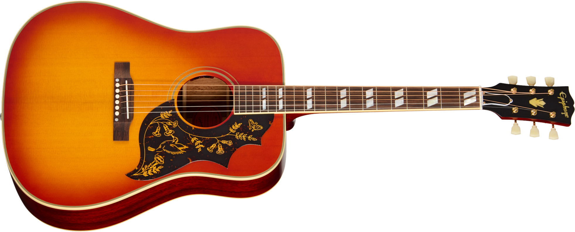 Epiphone Hummingbird 1960 Reissue Inspired By Gibson Dreadnought Epicea Acajou Rw - Heritage Cherry Sunburst - Guitarra folk - Main picture
