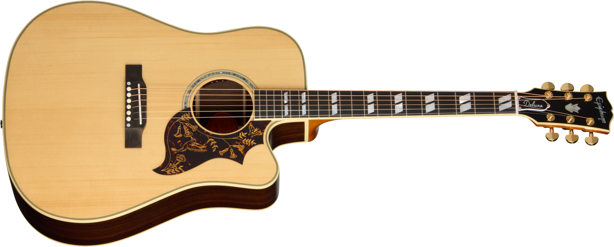 Epiphone Hummingbird Deluxe Ec Inspired By Gibson Dreadnought Cw Epicea Palissandre Eb - Natural - Guitarra folk - Main picture