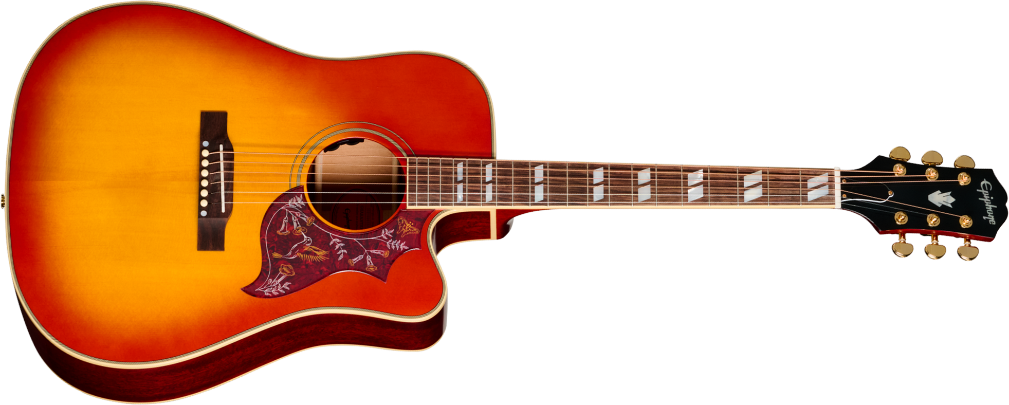 Epiphone Hummingbird Standard Ec Ibg Dreadnought Cw Epicea Acajou Rw - Cherry Sunburst - Guitarra folk - Main picture