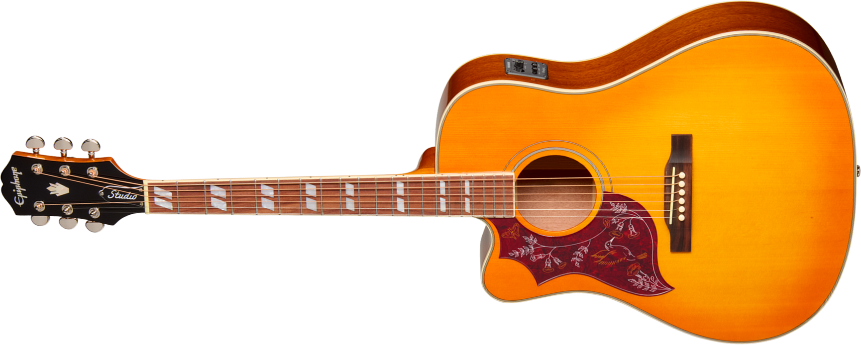 Epiphone Hummingbird Studio Ec Lh Gaucher Ibg Dreadnought Cw Epicea Acajou Rw - Heritage Cherry Sunburst - Guitarra folk - Main picture