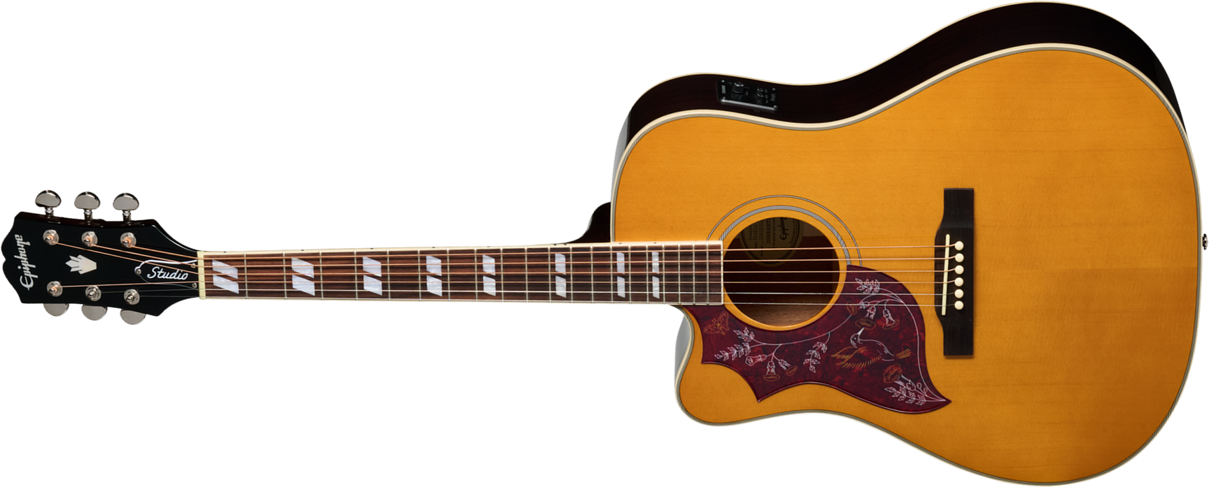 Epiphone Hummingbird Studio Ec Lh Gaucher Ibg Dreadnought Cw Epicea Acajou Rw - Natural - Guitarra folk - Main picture