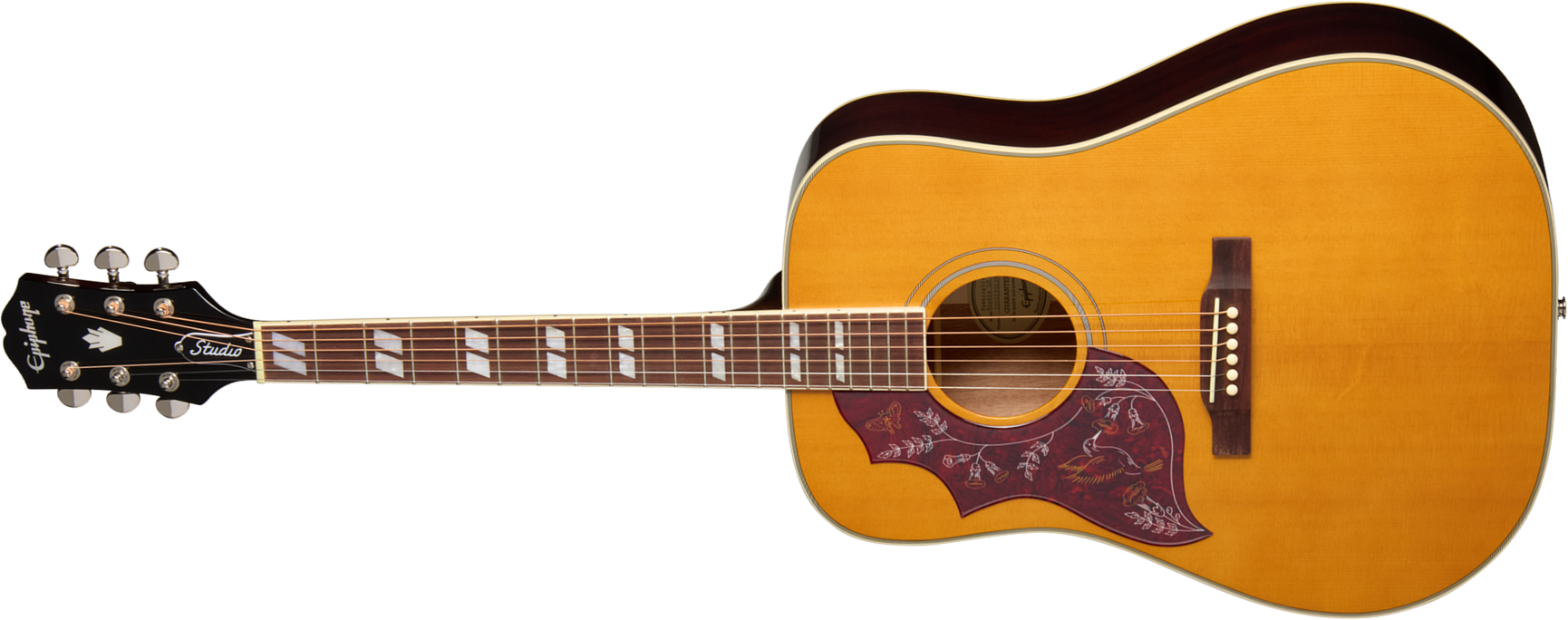 Epiphone Hummingbird Studio Lh Gaucher Ibg Dreadnought Epicea Acajou Rw - Natural - Guitarra folk - Main picture