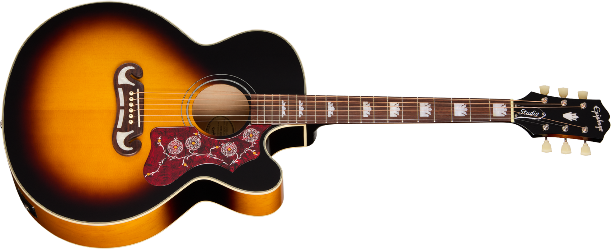 Epiphone J200 Studio Ec Ibg Jumbo Cw Epicea Acajou Rw - Vintage Sunburst - Guitarra folk - Main picture