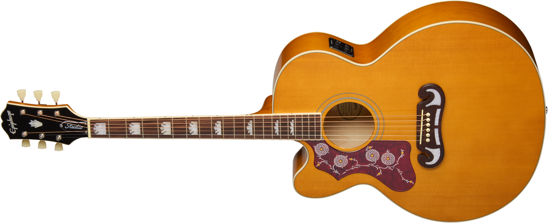 Epiphone J200 Studio Ec Lh Gaucher Ibg Jumbo Cw Epicea Acajou Rw - Natural - Guitarra folk - Main picture