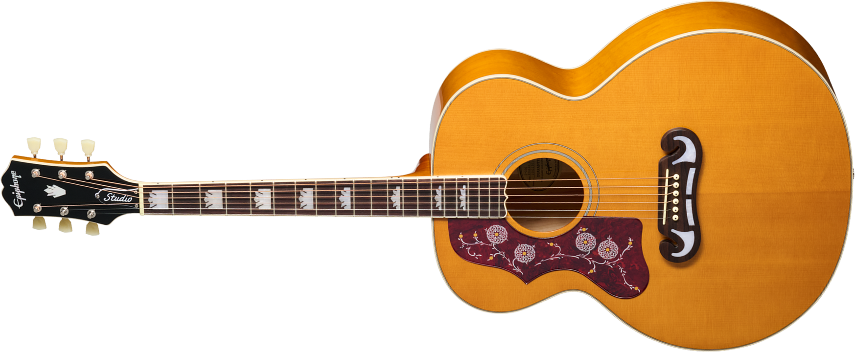 Epiphone J200 Studio Lh Gaucher Ibg Jumbo Epicea Acajou Rw - Natural - Guitarra folk - Main picture