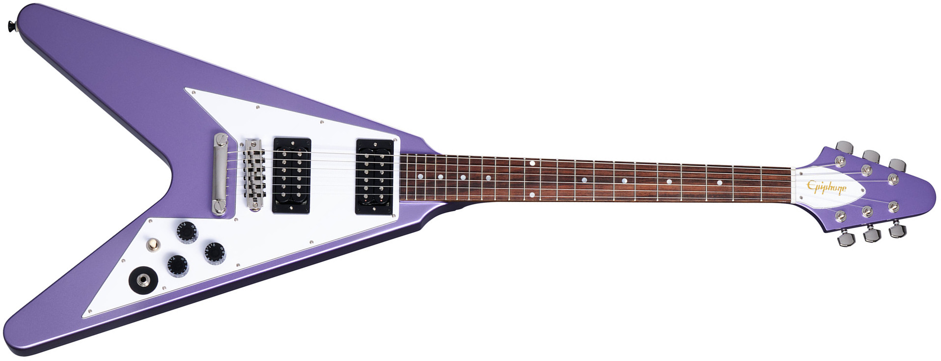 Epiphone Kirk Hammett Flying V 1979 Signature 2h Gibson  Ht Rw - Purple Metallic - Guitarra eléctrica de autor - Main picture