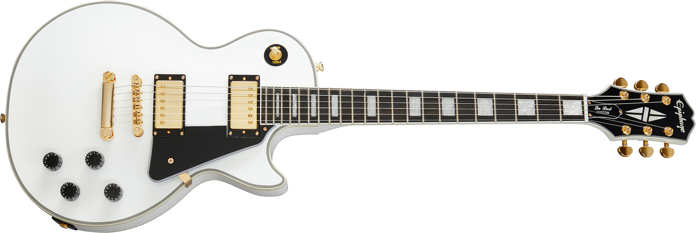 Epiphone Les Paul Custom 2h Ht Eb - Alpine White - Guitarra eléctrica de corte único. - Main picture