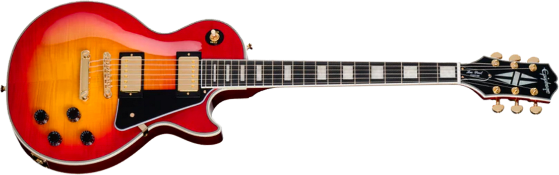Epiphone Les Paul Custom Ibg Ltd 2h Ht Eb - Heritage Cherry Sunburst - Guitarra eléctrica de corte único. - Main picture