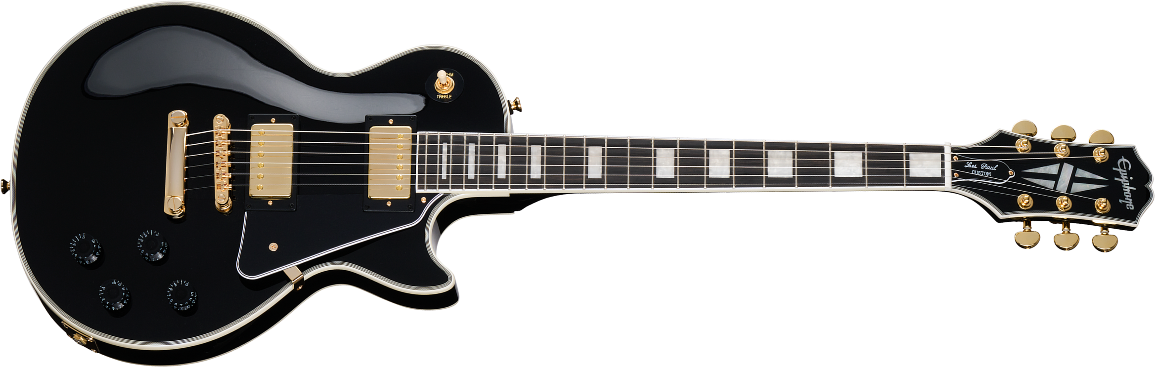 Epiphone Les Paul Custom Insp. By Gibson Original 2h Ht Eb - Ebony - Guitarra eléctrica de corte único. - Main picture