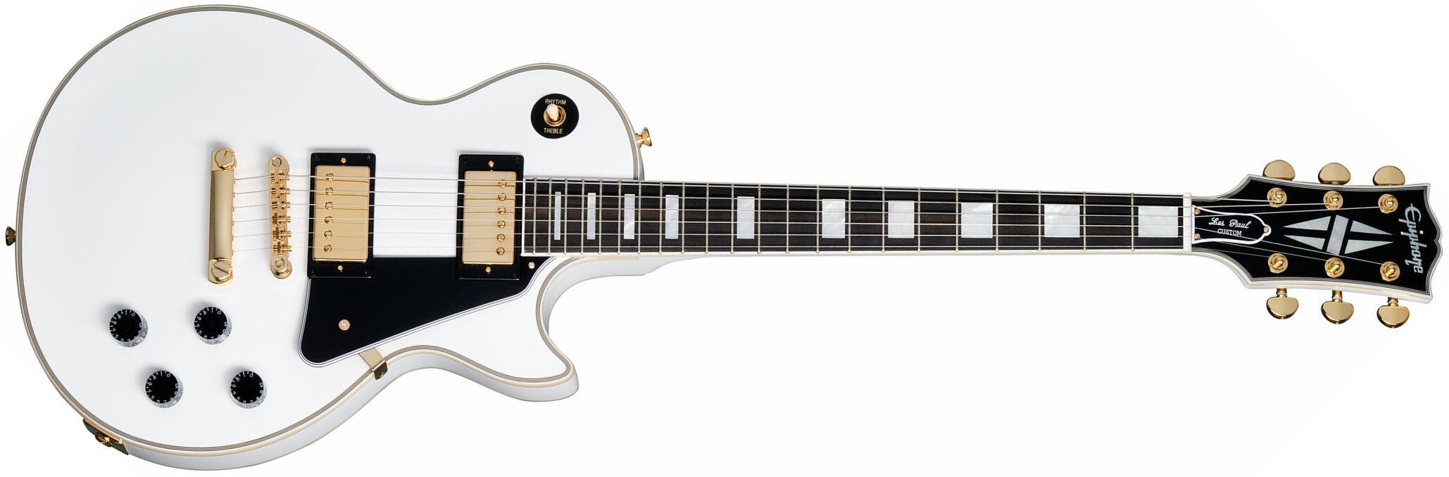 Epiphone Les Paul Custom Inspired By 2h Ht Eb - Alpine White - Guitarra eléctrica de corte único. - Main picture