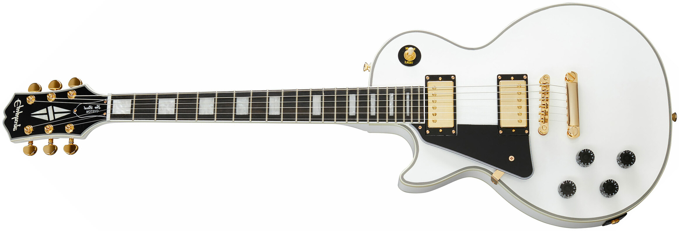 Epiphone Les Paul Custom Lh Gaucher 2h Ht Eb - Alpine White - Guitarra electrica para zurdos - Main picture