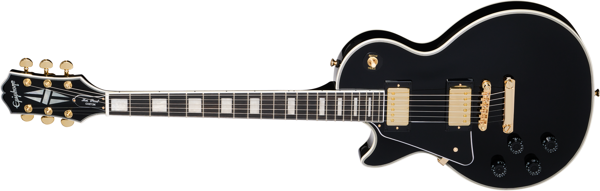 Epiphone Les Paul Custom Lh Insp. By Gibson Original Gaucher 2h Ht Eb - Ebony - Guitarra eléctrica de corte único. - Main picture