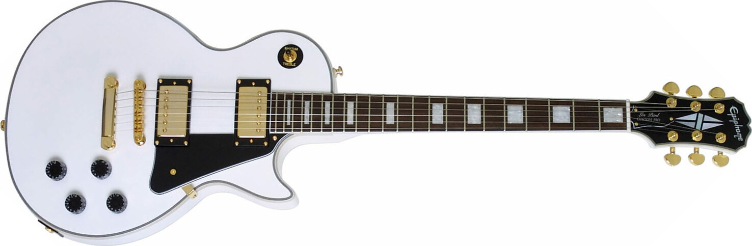 Epiphone Les Paul Custom Pro Gh - Alpine White - Guitarra eléctrica de corte único. - Main picture