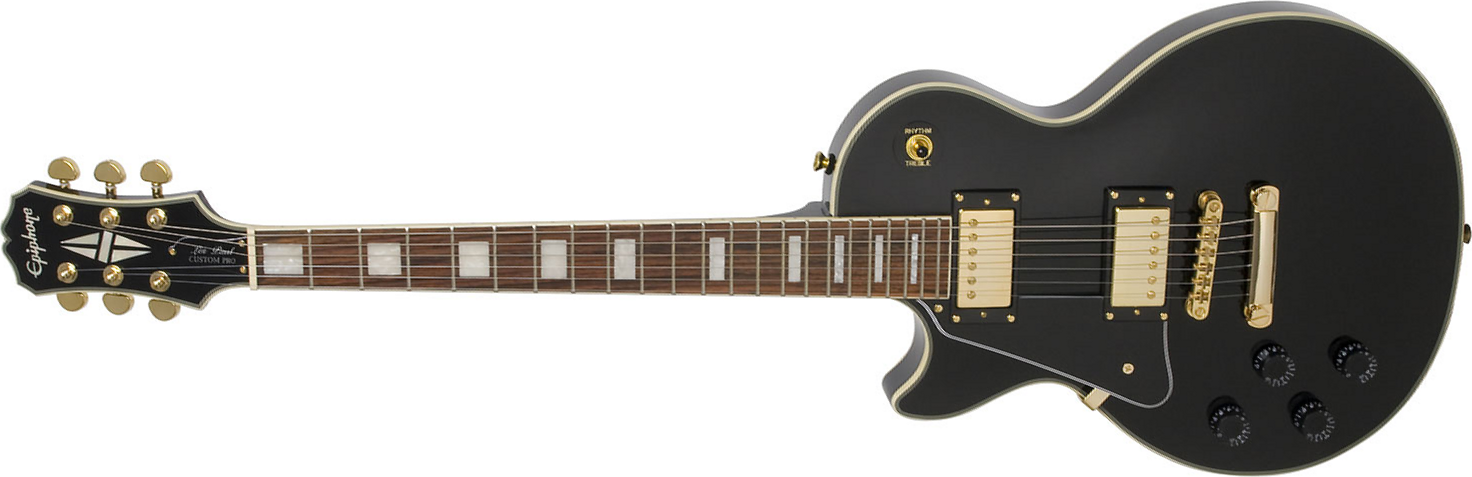 Epiphone Les Paul Custom Pro Lh Gaucher - Ebony - Guitarra electrica para zurdos - Main picture