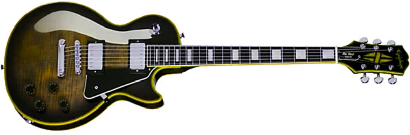 Epiphone Les Paul Custom Widow Ibg 2h Ht Eb - Yellow Burst - Guitarra eléctrica de corte único. - Main picture