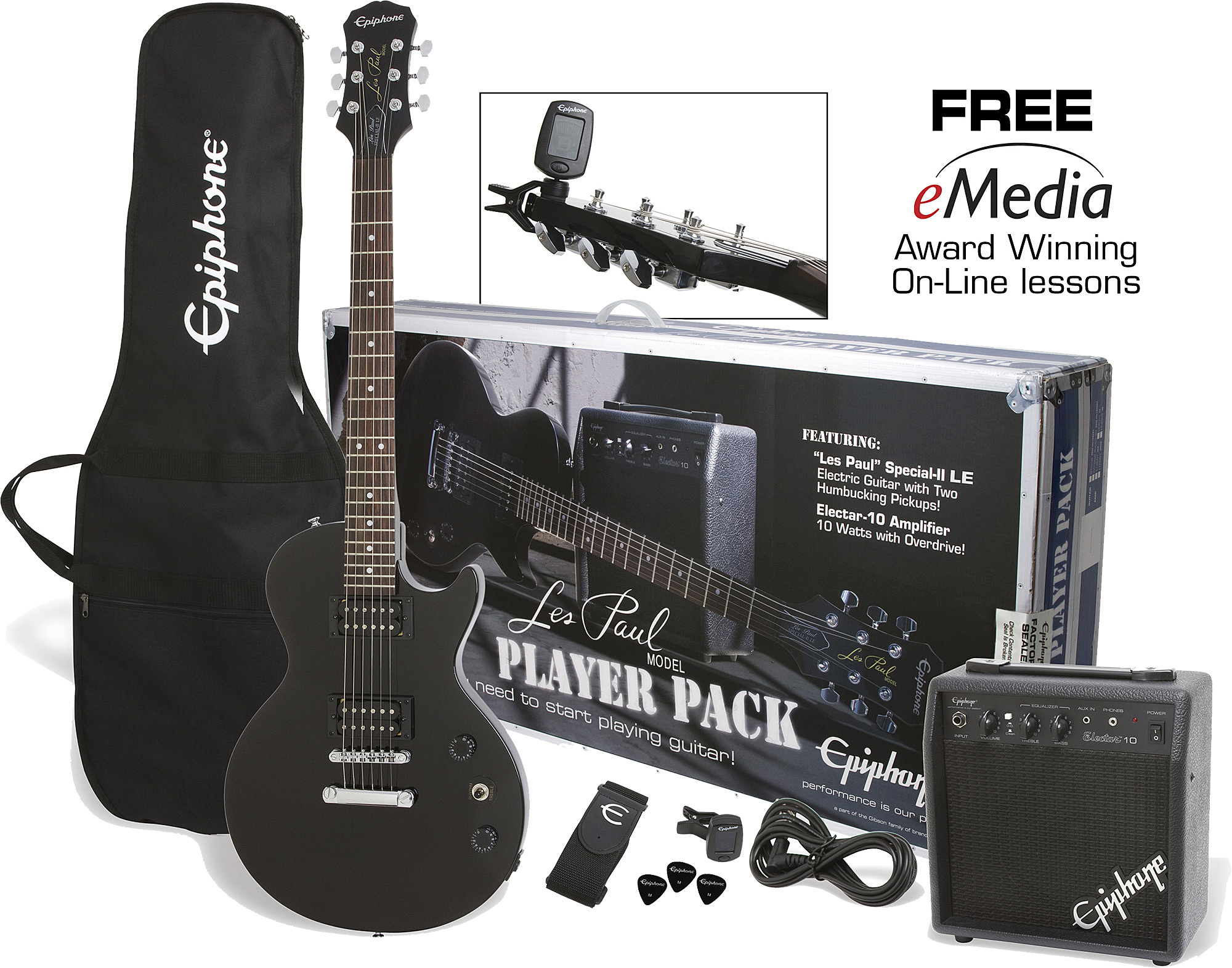 Epiphone Les Paul Player Pack Ch - Ebony - Packs guitarra eléctrica - Main picture