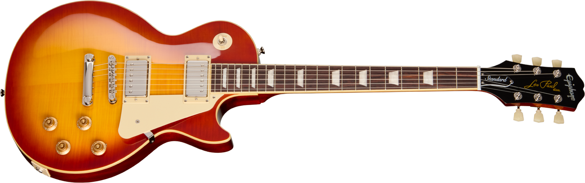 Epiphone Les Paul Standard 50s Figured Ibg Original 2h Ht Rw - Washed Cherry Sunburst - Guitarra eléctrica de corte único. - Main picture