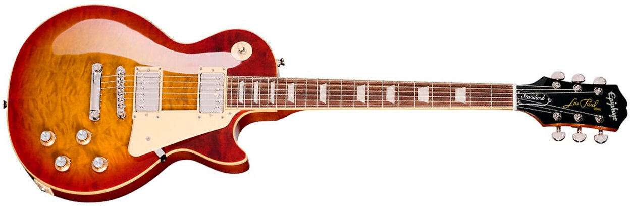 Epiphone Les Paul Standard 60s Quilt Top Ltd Ibg Original 2h Ht Lau - Washed Cherry Sunburst - Guitarra eléctrica de corte único. - Main picture