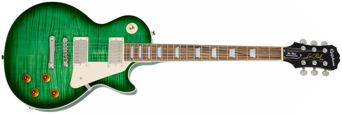 Epiphone Les Paul Standard Plus Top Pro 2018 Hh Ht Pf - Green Burst - Guitarra eléctrica de corte único. - Main picture