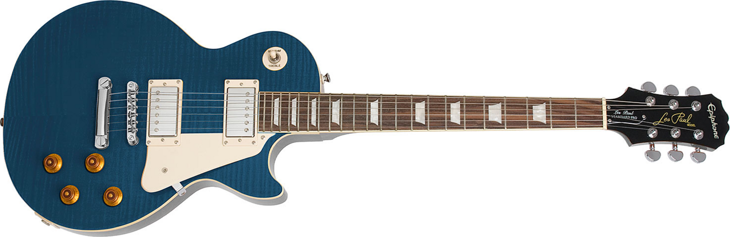 Epiphone Les Paul Standard Plus Top Pro Ch - Trans Blue - Guitarra eléctrica de corte único. - Main picture