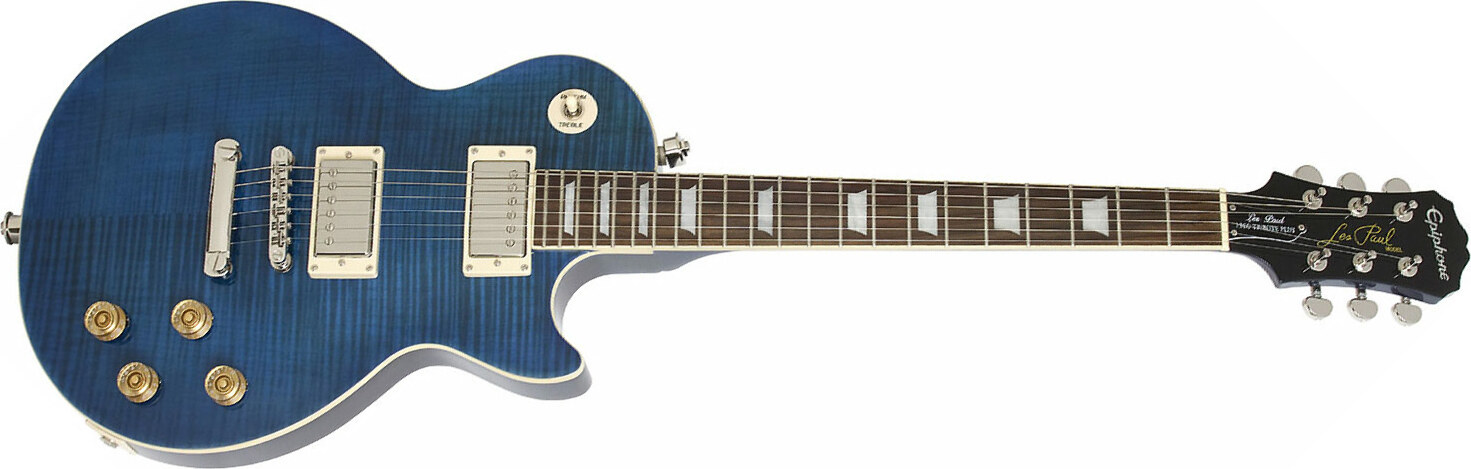Epiphone Les Paul Tribute Plus Outfit Ch - Midnight Sapphire - Guitarra eléctrica de corte único. - Main picture
