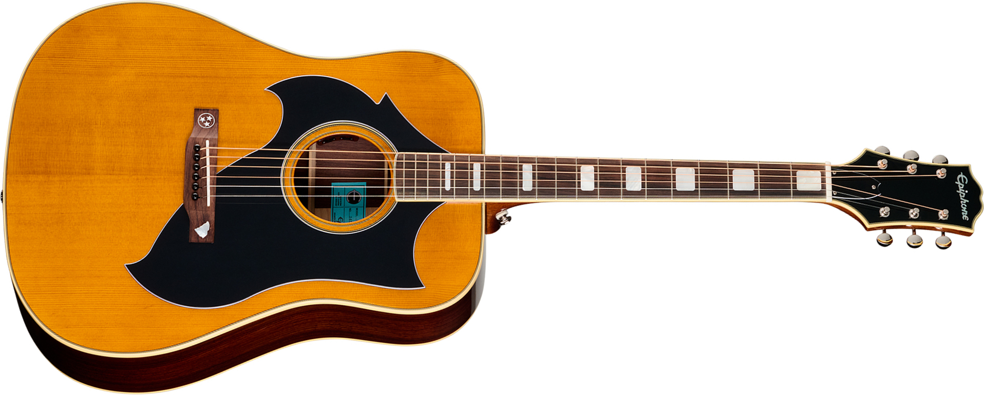 Epiphone Marcus King El Dorado Dreadnought Shsc Epicea Palissandre Rw - Antique Natural - Guitarra eléctrica semi caja - Main picture