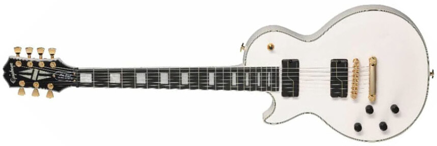 Epiphone Matt Heafy Les Paul Custom Origins 7c Lh Signature Gaucher 2h Fishman Fluence Ht Eb - Bone White - Guitarra electrica para zurdos - Main pict