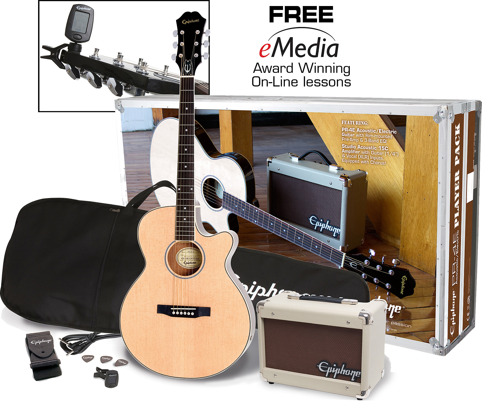 Epiphone Pr-4e Acoustic Electric Player Pack - Natural - Pack guitarra acústica - Main picture