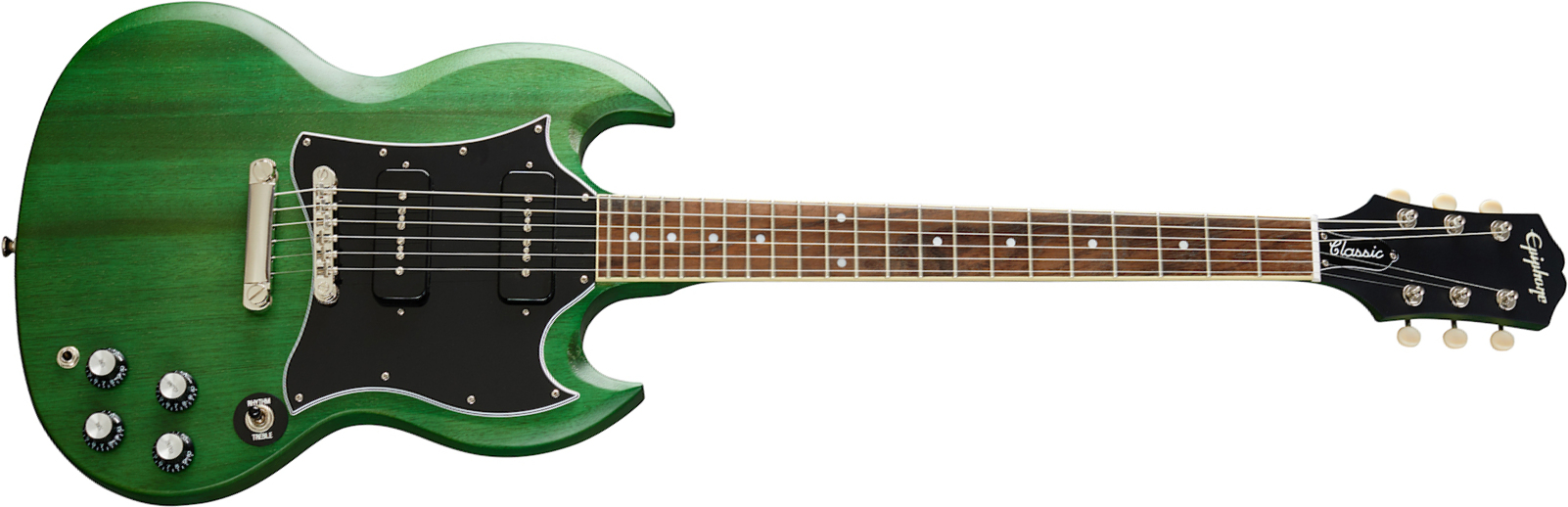 Epiphone Sg Classic Worn 2s P90 Ht Lau - Satin Inverness Green - Guitarra electrica retro rock - Main picture