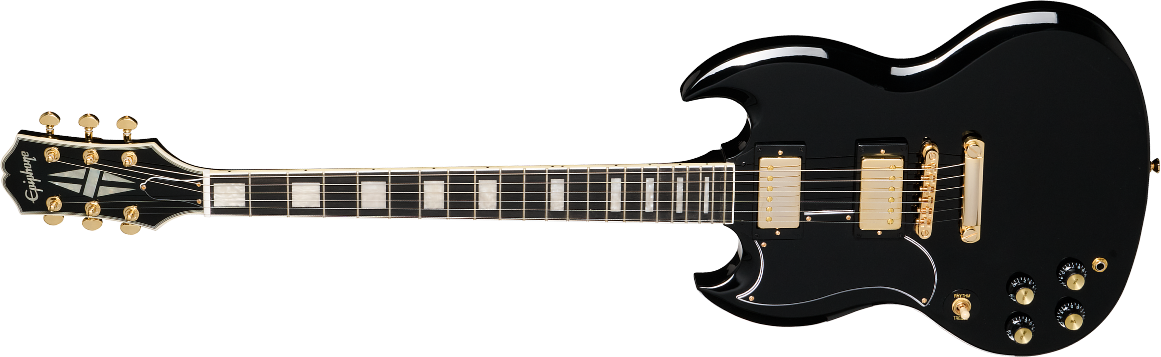 Epiphone Sg Custom Lh Insp. By Gibson Modern Gaucher 2h Ht Eb - Ebony - Guitarra eléctrica de doble corte - Main picture
