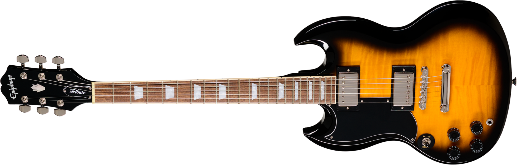 Epiphone Sg Tribute Plus Lh Gaucher Ibg 2h Ht Lau - Vintage Sunburst - Guitarra eléctrica de doble corte - Main picture