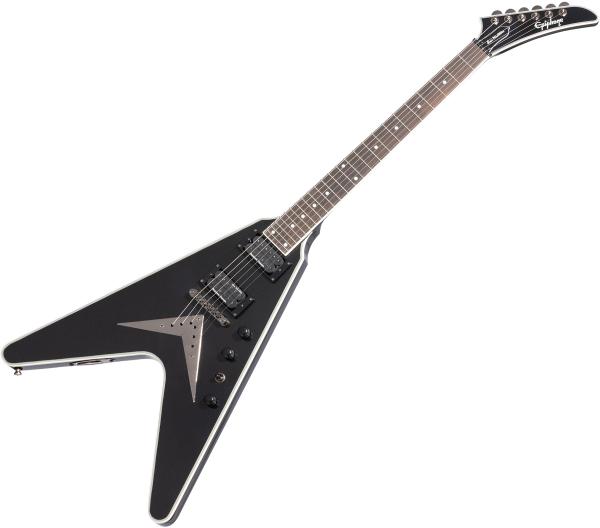 Guitarra eléctrica de autor Epiphone Dave Mustaine Flying V Custom - Black metallic