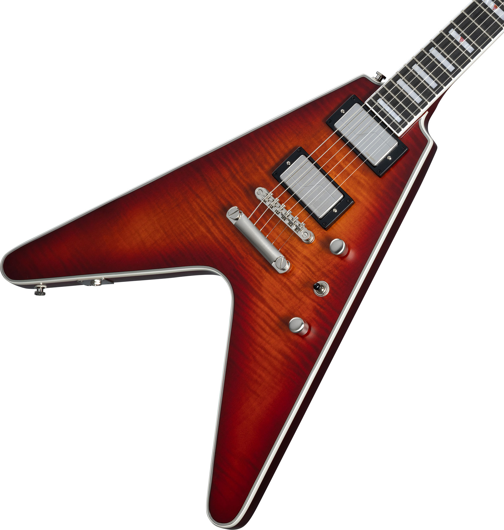Epiphone Flying V Prophecy Modern 2h Fishman Fluence Ht Eb - Aged Bengal Tiger Burst - Guitarra electrica retro rock - Variation 3