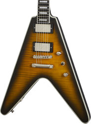 Guitarra electrica retro rock Epiphone Modern Prophecy Flying V - Yellow tiger aged