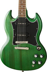 Guitarra electrica retro rock Epiphone SG Classic Worn P-90 - Satin inverness green