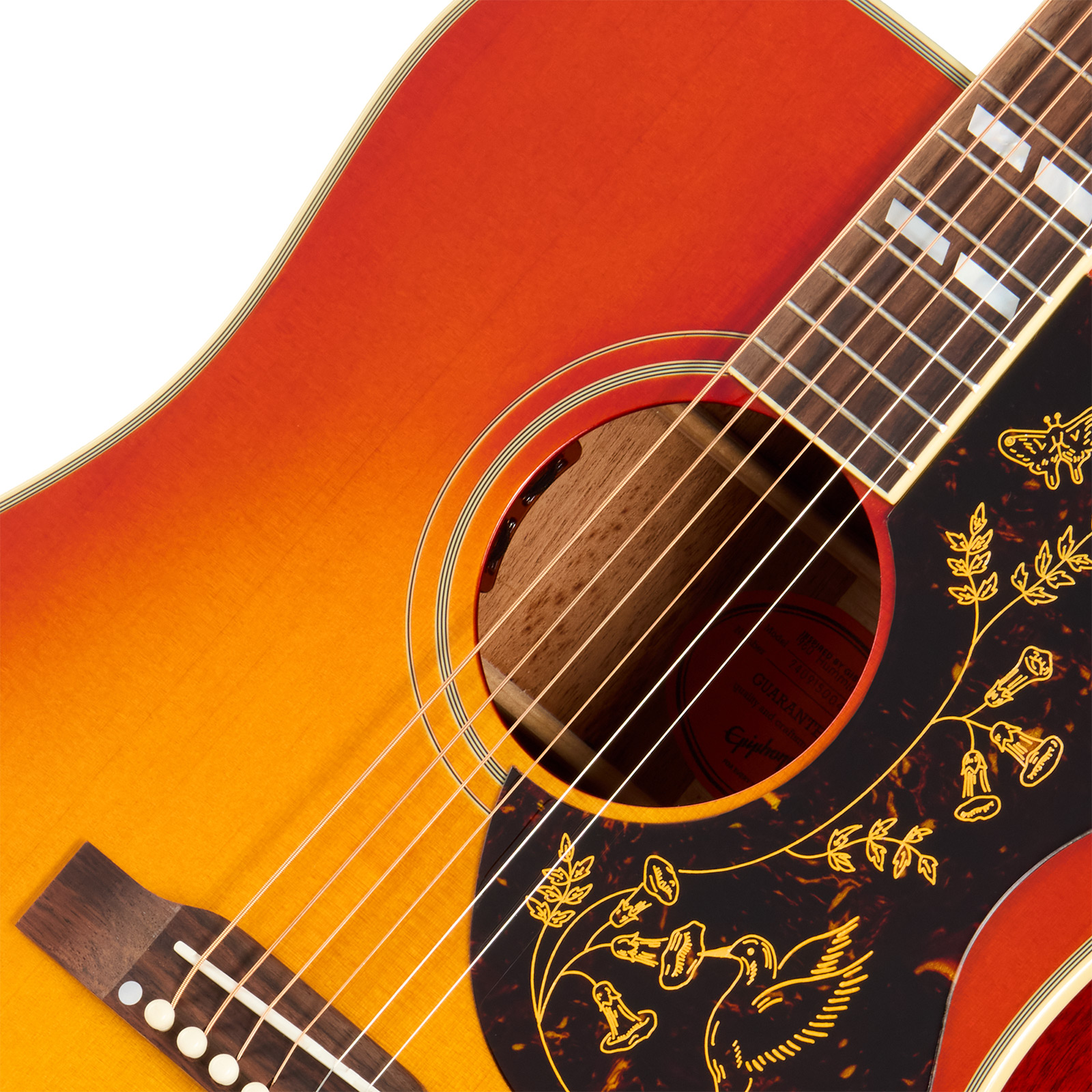 Epiphone Hummingbird 1960 Reissue Inspired By Gibson Dreadnought Epicea Acajou Rw - Heritage Cherry Sunburst - Guitarra folk - Variation 3