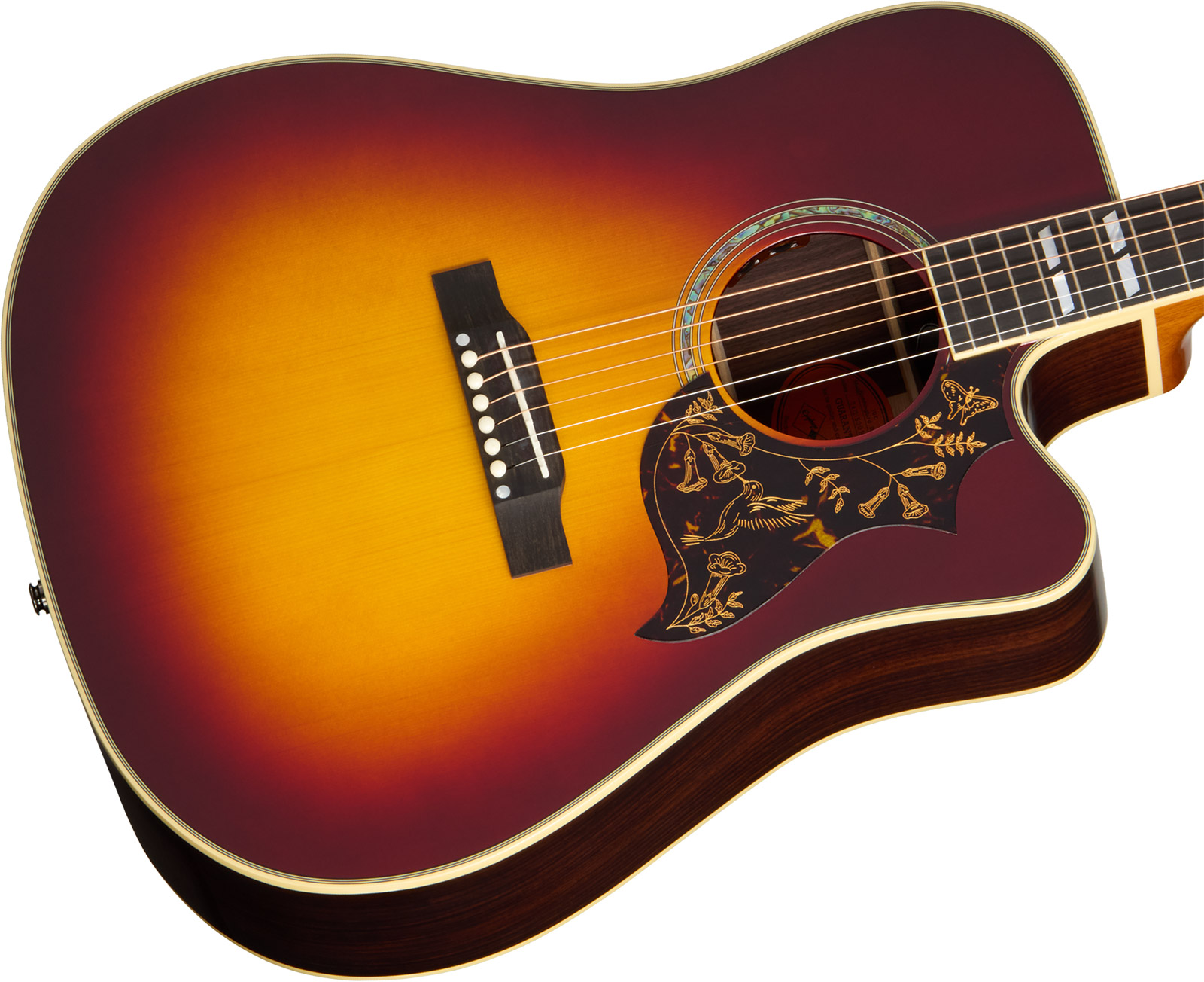 Epiphone Hummingbird Deluxe Ec Inspired By Gibson Dreadnought Cw Epicea Palissandre Eb - Autumn Burst - Guitarra folk - Variation 2