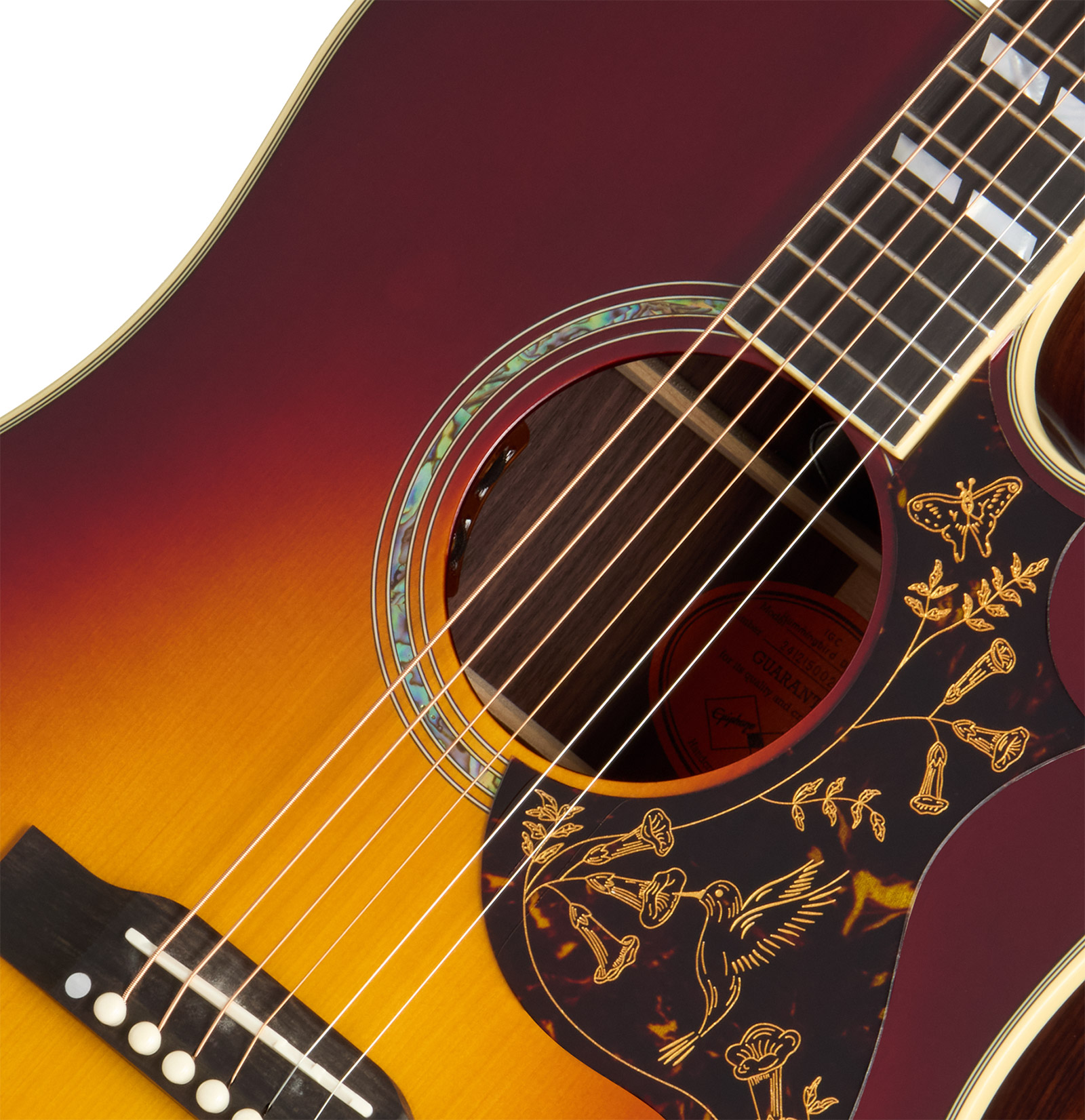 Epiphone Hummingbird Deluxe Ec Inspired By Gibson Dreadnought Cw Epicea Palissandre Eb - Autumn Burst - Guitarra folk - Variation 3