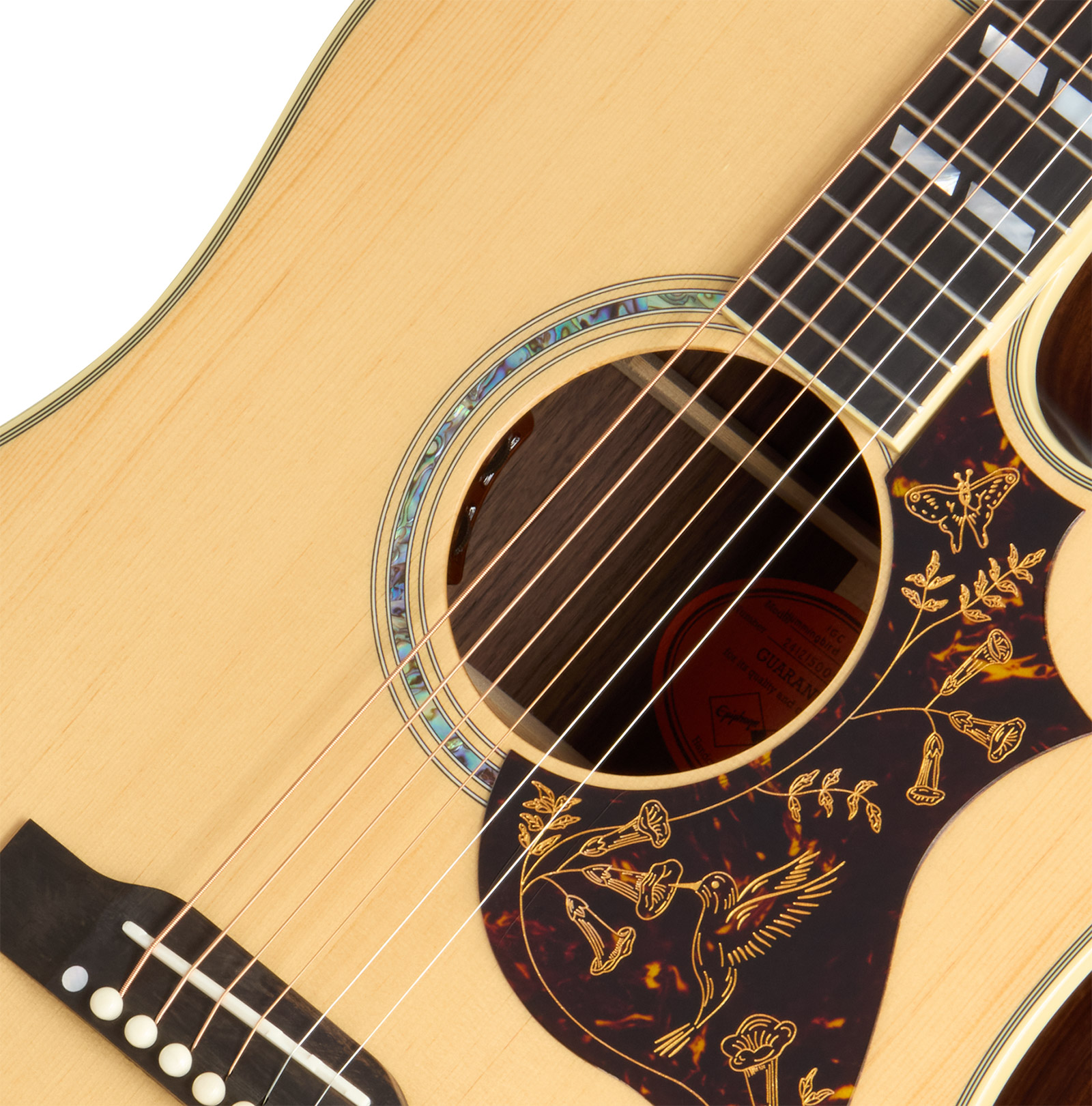 Epiphone Hummingbird Deluxe Ec Inspired By Gibson Dreadnought Cw Epicea Palissandre Eb - Natural - Guitarra folk - Variation 3